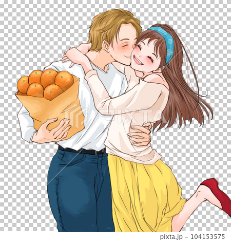 ほっぺにキスをするカップル ほっぺにキスをするカップル 104153575