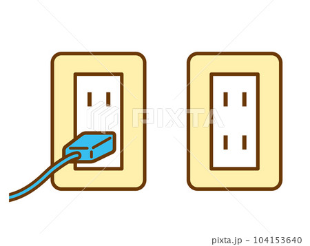 電源プラグとコンセントのオンオフイラスト セット 電源プラグとコンセントのオンオフイラスト セット 104153640