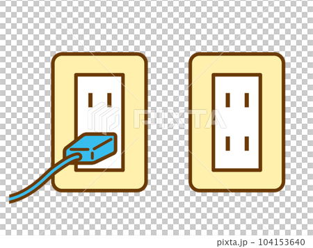 電源プラグとコンセントのオンオフイラスト セット 電源プラグとコンセントのオンオフイラスト セット 104153640