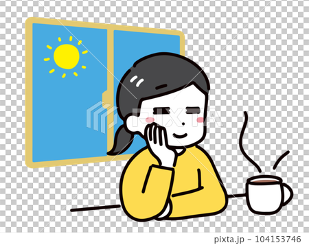 一位身著休閒服的年輕女子在窗邊休息(上身) 一位身著休閒服的年輕女子在窗邊休息(上身) 104153746