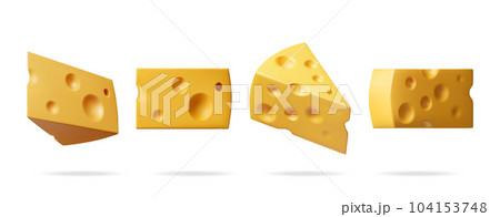 3D Piece of Cheese Isolated on White 104153748