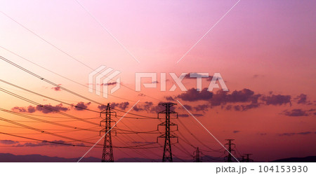 silhouette of high voltage electrical pole structure silhouette of high voltage electrical pole structure 104153930