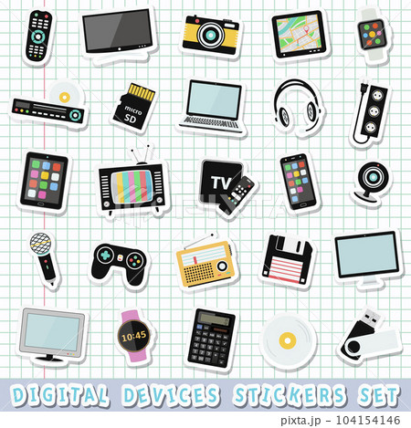 Digital device, tv and media stickers set Digital device, tv and media stickers set 104154146