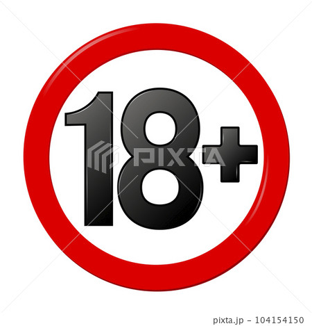 18 plus sign isolated on white background 104154150