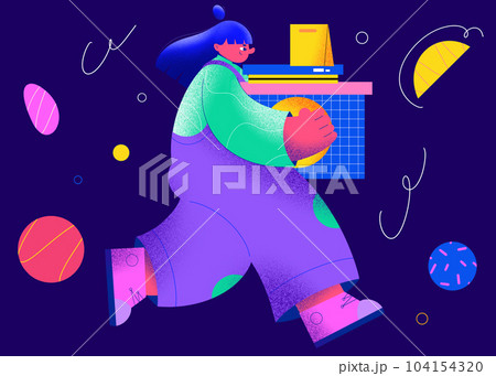 Women carry box to tidy up or moving house  in flat art graphic character design illustration 104154320