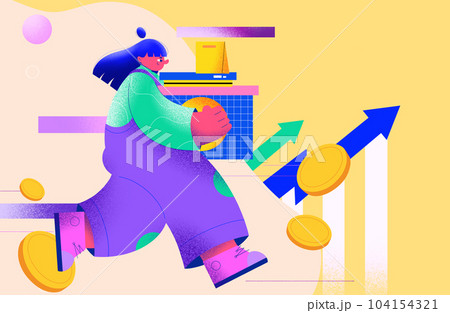 Women carry box management organize work for increase money and financial profit Women carry box management organize work for increase money and financial profit 104154321