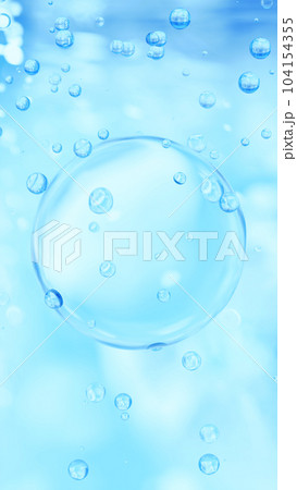 水色背景に複数の気泡。3d。（縦長） 104154355
