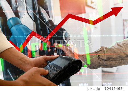 Bank pos ready to pay for a car fuel refueling 104154624