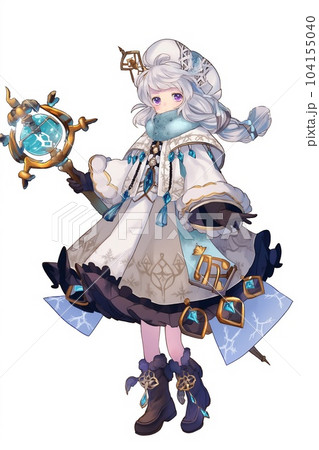 ファンタジー系の女性キャラクターのイラストのイラスト素材