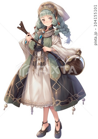 ファンタジー系の女性キャラクターのイラストのイラスト素材