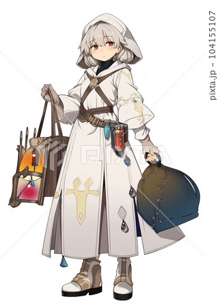 ファンタジー系の女性キャラクターのイラストのイラスト素材