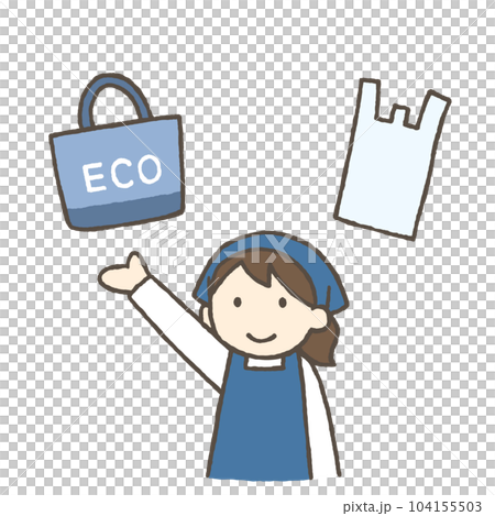 エコバッグを選ぶ女性のイラスト 104155503