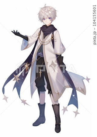 ファンタジー系の男性キャラクターの全身立ち絵のイラストのイラスト