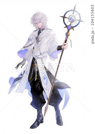 ファンタジー系の男性キャラクターの全身立ち絵のイラストのイラスト