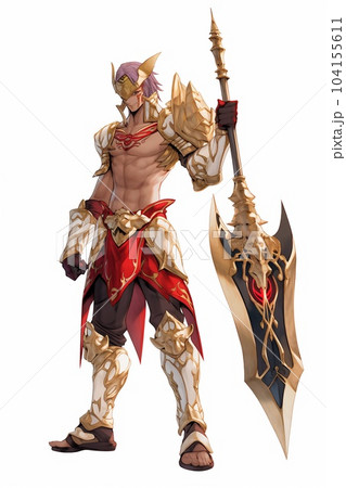 ファンタジー系の男性キャラクターの全身立ち絵のイラストのイラスト