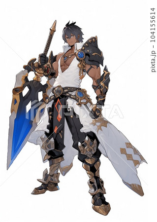 ファンタジー系の男性キャラクターの全身立ち絵のイラストのイラスト
