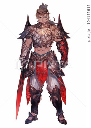 ファンタジー系の男性キャラクターの全身立ち絵のイラストのイラスト