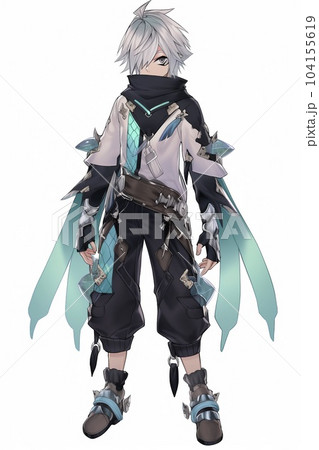 ファンタジー系の男性キャラクターの全身立ち絵のイラストのイラスト