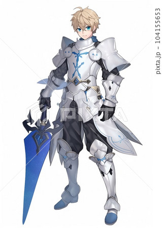 ファンタジー系の男性キャラクターの全身立ち絵のイラストのイラスト