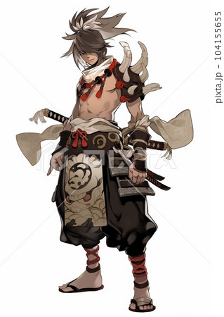 ファンタジー系の男性キャラクターの全身立ち絵のイラストのイラスト