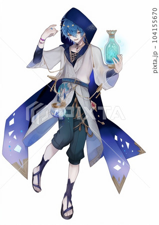 ファンタジー系の男性キャラクターの全身立ち絵のイラストのイラスト