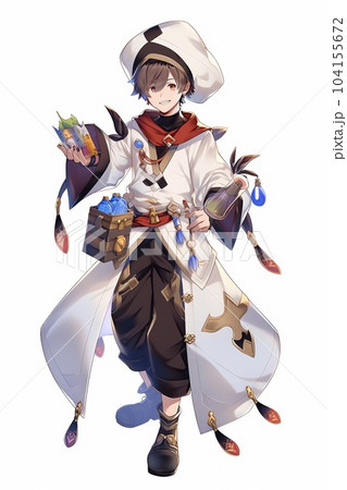 ファンタジー系の男性キャラクターの全身立ち絵のイラストのイラスト