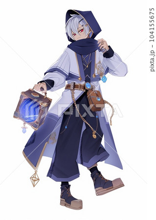 ファンタジー系の男性キャラクターの全身立ち絵のイラストのイラスト