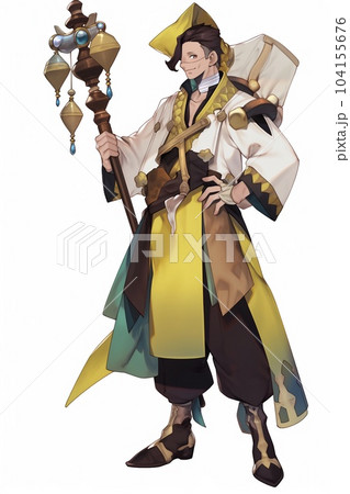 ファンタジー系の男性キャラクターの全身立ち絵のイラストのイラスト