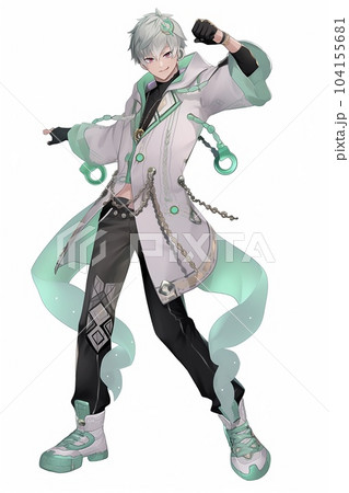 アニメイラスト 男性キャラクター ファンタジー系の男性キャラクターの全身立ち絵のイラストのイラスト