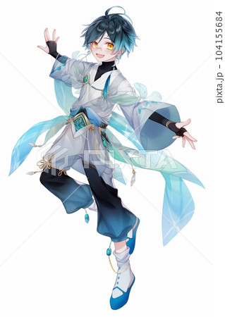 ファンタジー系の男性キャラクターの全身立ち絵のイラストのイラスト