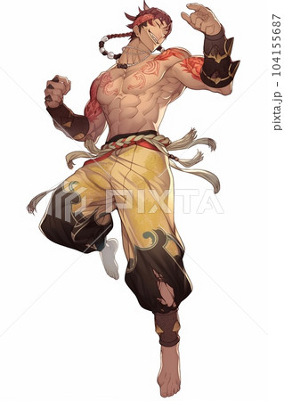 ファンタジー系の男性キャラクターの全身立ち絵のイラストのイラスト