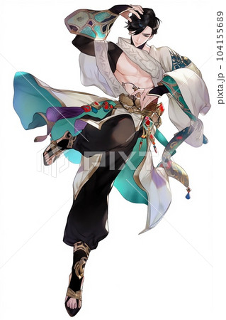 ファンタジー系の男性キャラクターの全身立ち絵のイラストのイラスト