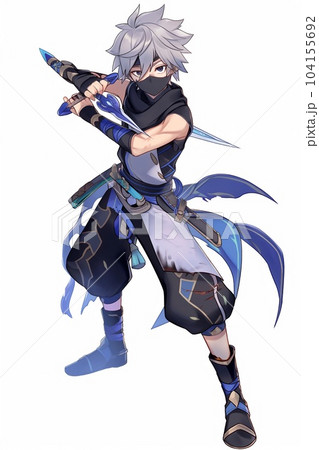 ファンタジー系の男性キャラクターの全身立ち絵のイラストのイラスト