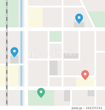 目的地のピンが表示された簡易地図のイラスト素材 104155741