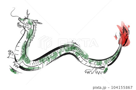 かっこいい水墨画風の龍のベクターイラストのイラスト素材 [104155867