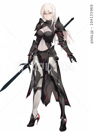 ファンタジー系の女性キャラクターの全身立ち絵イラストのイラスト素材