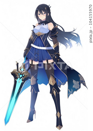 ファンタジー系の女性キャラクターの全身立ち絵イラストのイラスト素材