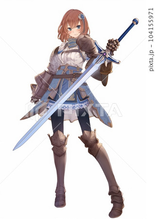 ファンタジー系の女性キャラクターの全身立ち絵イラストのイラスト素材