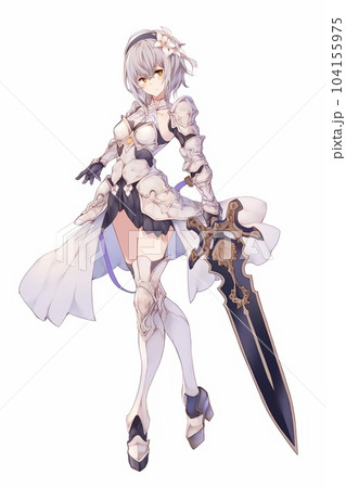 ファンタジー系の女性キャラクターの全身立ち絵イラストのイラスト素材