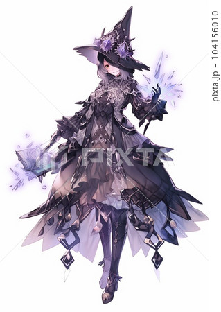 ファンタジー系の女性キャラクターの全身立ち絵イラストのイラスト素材