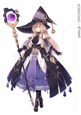 ファンタジー系の女性キャラクターの全身立ち絵イラスト ファンタジー系の女性キャラクターの全身立ち絵イラスト 104156014