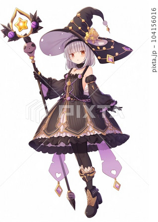 ファンタジー系の女性キャラクターの全身立ち絵イラストのイラスト素材