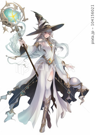 ファンタジーキャラクターイラスト ファンタジー系の女性キャラクターの全身立ち絵イラストのイラスト素材