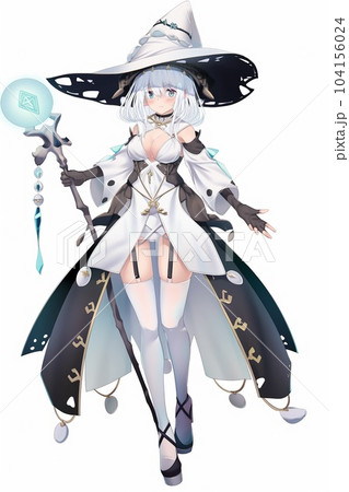 ファンタジー系の女性キャラクターの全身立ち絵イラストのイラスト素材