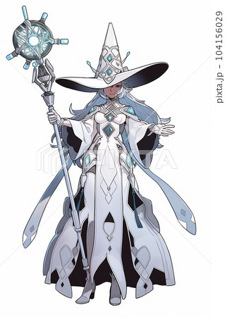 ファンタジー系の女性キャラクターの全身立ち絵イラストのイラスト素材