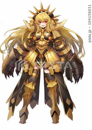 ファンタジー系の女性キャラクターの全身立ち絵イラストのイラスト素材