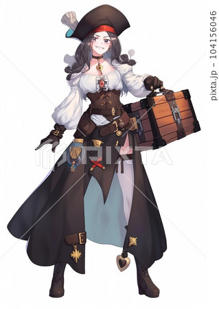 ファンタジー系の女性キャラクターの全身立ち絵イラストのイラスト素材