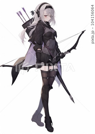 ファンタジー系の女性キャラクターの全身立ち絵イラストのイラスト素材 ファンタジー系の女性キャラクターの全身立ち絵イラストのイラスト素材