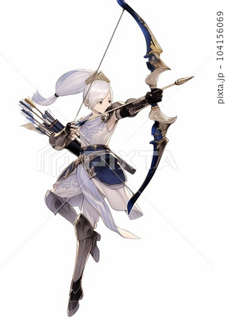 ファンタジー系の女性キャラクターの全身立ち絵イラスト 104156069