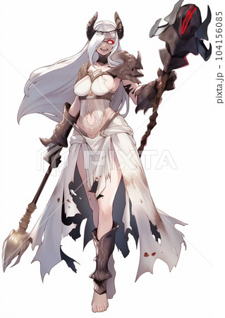 ファンタジー系の女性キャラクターの全身立ち絵イラストのイラスト素材